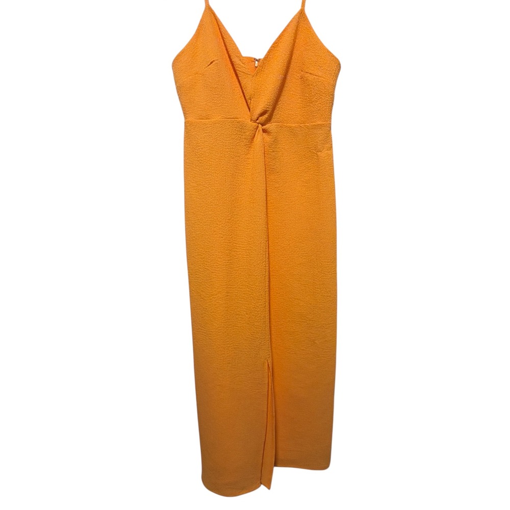 Bar III  Blazing Orange Textured Twist Front Midi Dress XS NWT